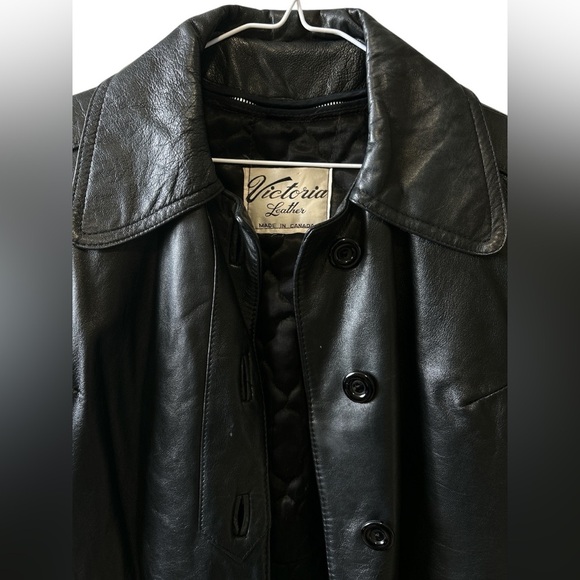 Vintage Victoria Leather Black Coat - Picture 2 of 4